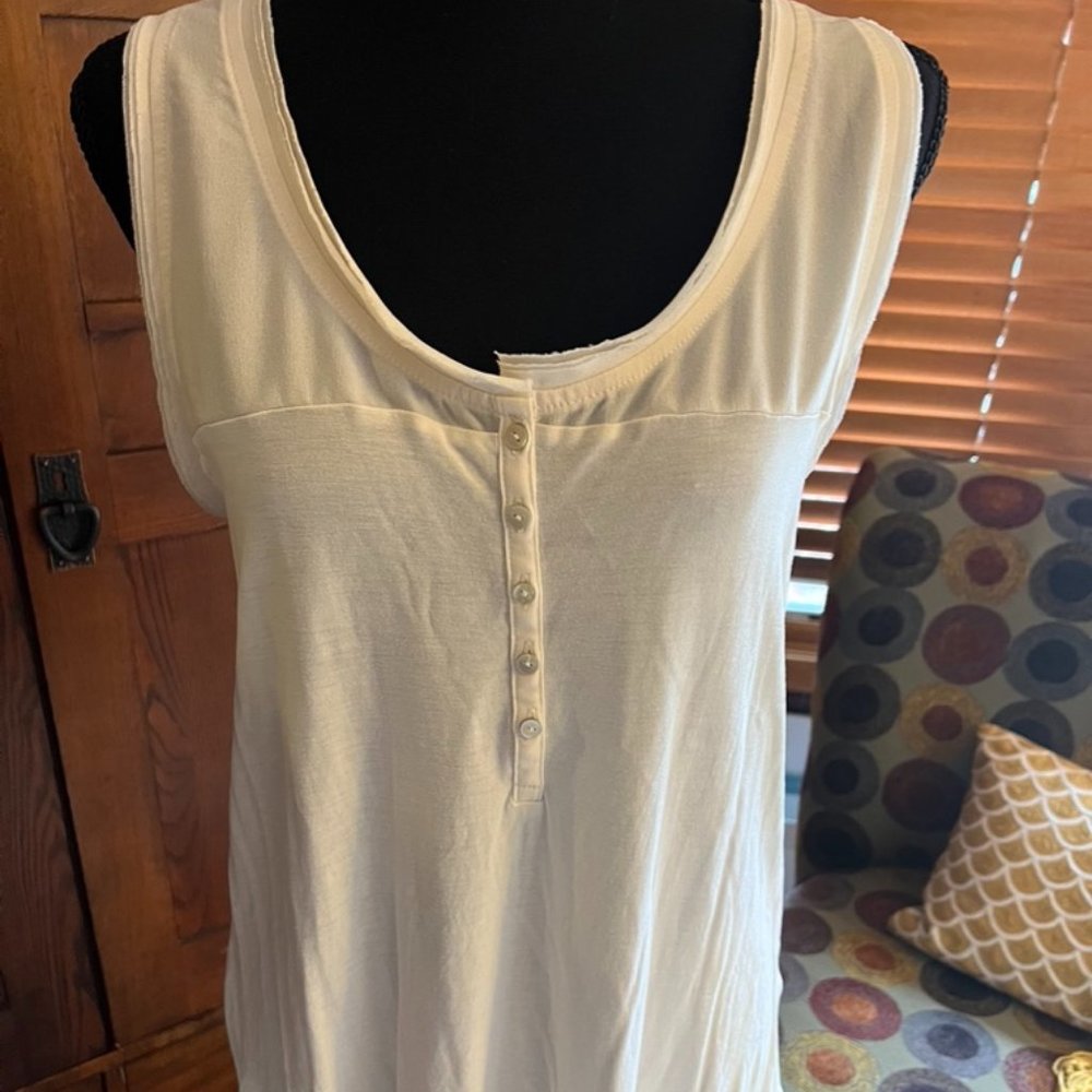 Merona Sheer Cream Colored Henley Tank Top Size Large